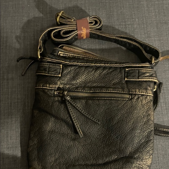 Montana West Distressed Black Leather Crossbody - Picture 2 of 3